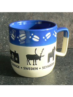 Kaffeebecher / Teebecher für den Schwedenfan mit Schwedenhaus, Rentier und Dalapferd