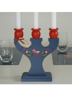3-armiger Kerzenhalter Dalapferd blau Kunsthandwerk