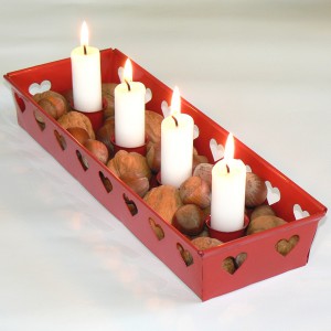 Weihnachten und Advent: Kerzenleuchter Herzen rot