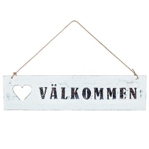 Schwedisches Willkommensschild aus Holz "Välkommen"