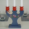 3-armiger Kerzenhalter Dalapferd blau Kunsthandwerk
