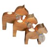 3 Teelichthalter Dalapferd aus Erlen Holz