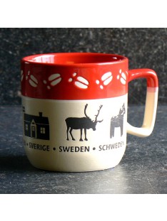 Kaffeebecher / Teebecher für den Schwedenfan mit Schwedenhaus, Rentier und Dalapferd