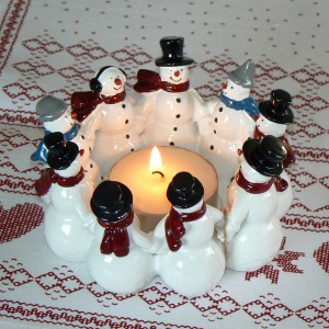 Harvesttime Teelichthalter groß Schneemann-Ring aus Keramik