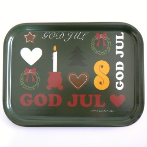 Birkenfurnier Tablett eckig 27x20cm „God Jul“
