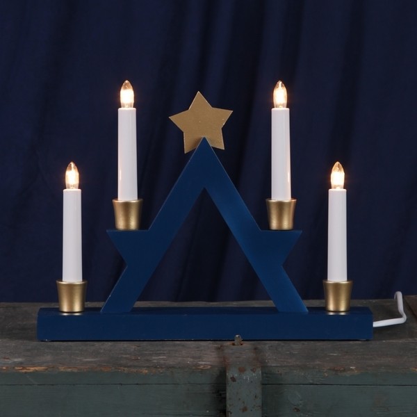 Skandinavischer Lichterbogen „Julle“ blau gold aus Holz