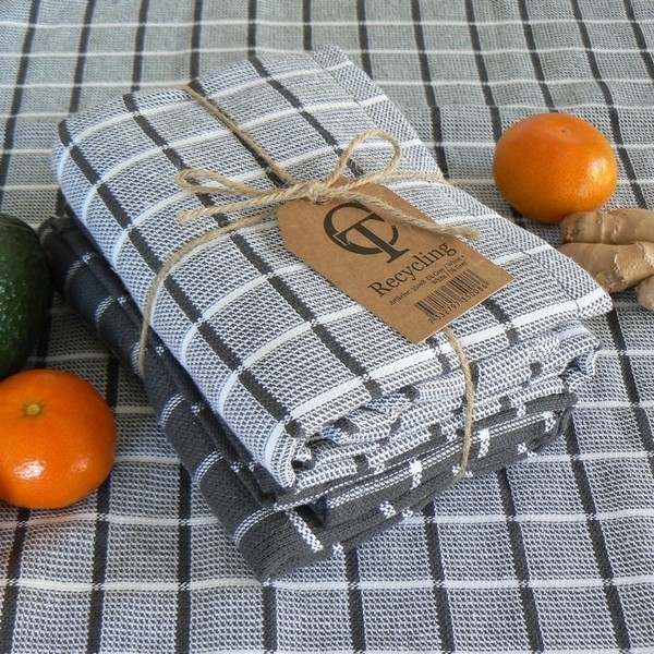 Frottee Küchenhandtuch grau recycelt 2er Set