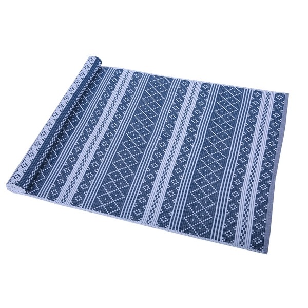 Teppich Erik blau weiß 70x250 cm Baumwolle recycelt