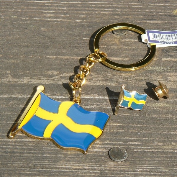 Pin und Schlüsselanhänger Schwedenflagge